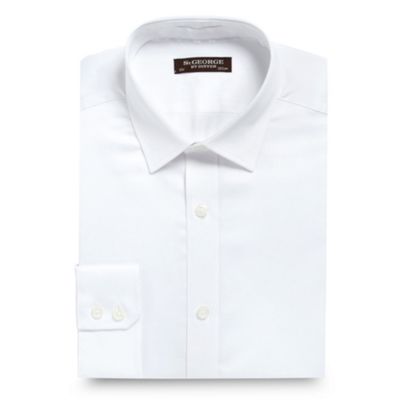 St George by Duffer Big and tall white slim fit plain sateen shirt